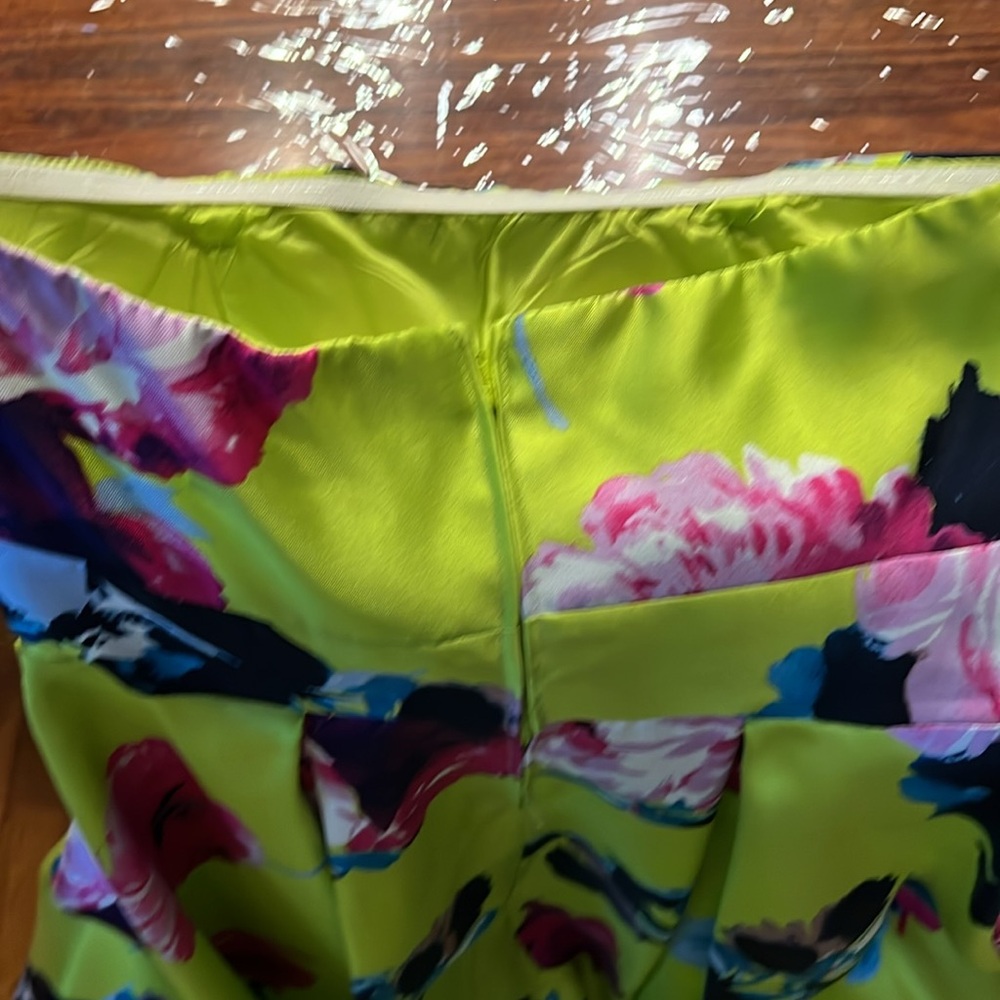 Incredible Chartreuse Floral Gown Prom Event Dress - Picture 10 of 12